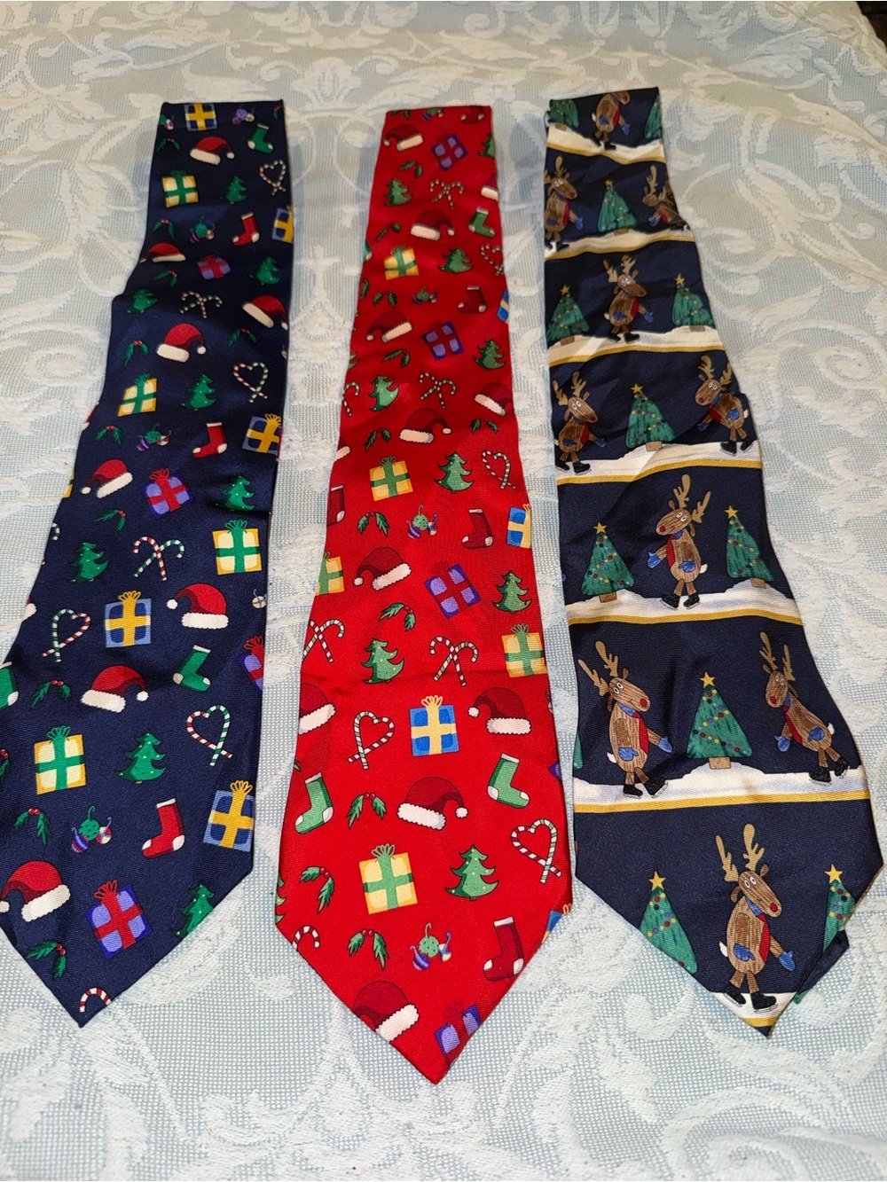 Men's Holiday Novelty Tie - Assorted Red & Navy Christmas Designs